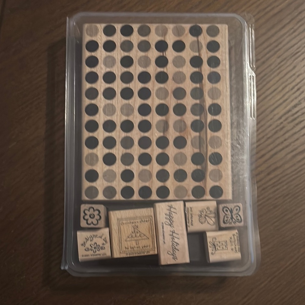 Stampin' Up! Black Dot and Floral Wooden Stamp Set